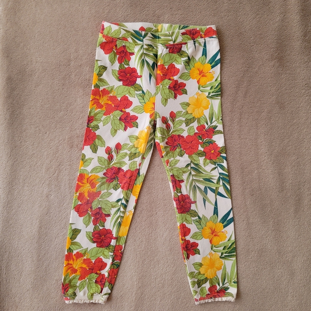 Gap Girl Yellow/Orange/Red/Green/White Vibrant Flower Leggings Size 4T